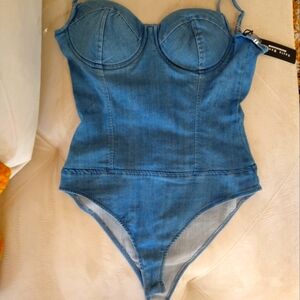 Blue Jean Spaghetti Strap Nodysuit